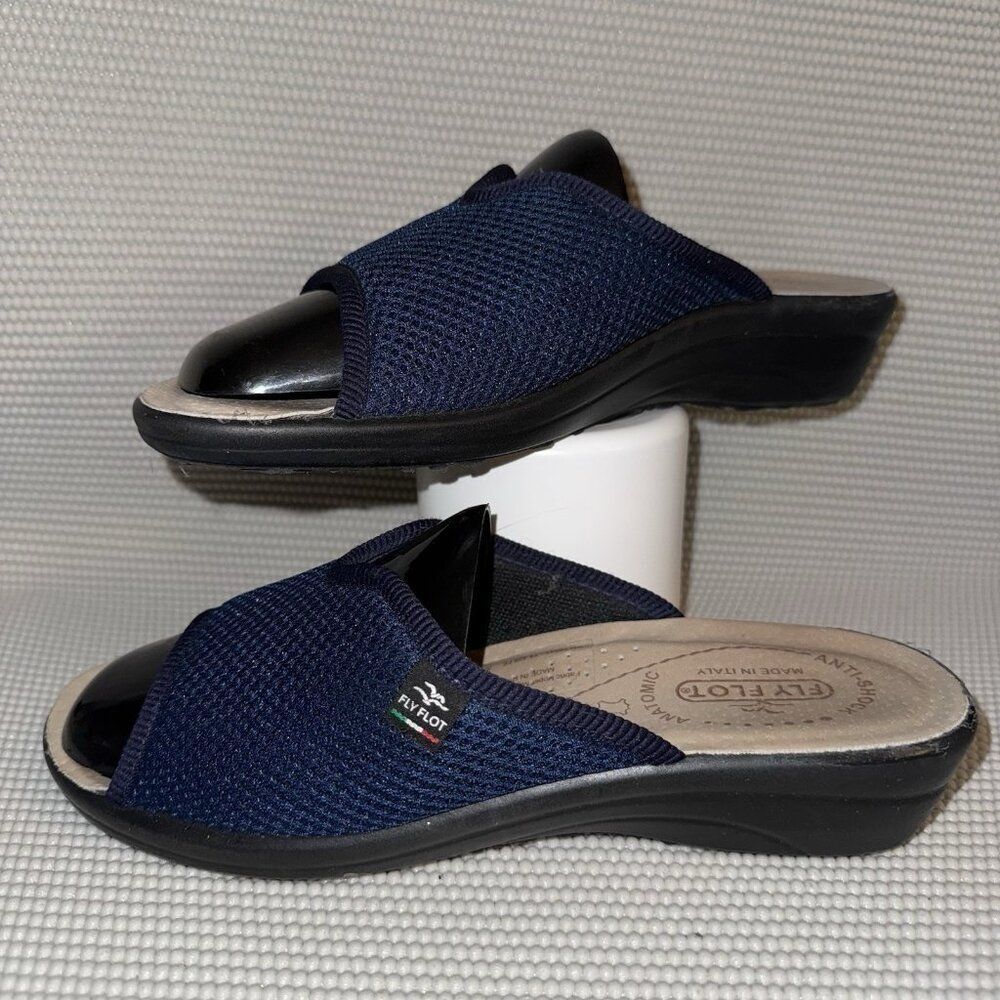 Fly Flot Mesh Open Toe Navy Blue Slide Anti Shock Sandals Women’s Size 8 (39)